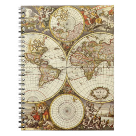 フリードリヒ・ド・ウィットによる古世界地図、1680年頃 ノートブック