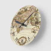 フリードリヒ・ド・ウィットによる古世界地図、1680年頃 ラウンド壁時計 (傾斜)