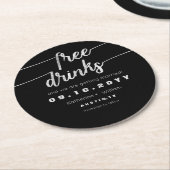 フリードリンクが日付の銀フェイク箔の台本を節約 ラウンドペーパーコースター (アングル)