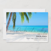 フリードリンクのビーチでのデスティネーションウェディング セーブザデート (正面)