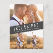 フリードリンクズの写真コラージュの結婚式保存日 案内ポストカード (正面)