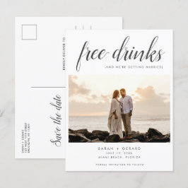 フリードリンクビーチ結婚式の写真保存日 案内ポストカード