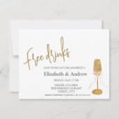 フリードリンク、おしゃれなシャンパングラス 招待状 (正面)