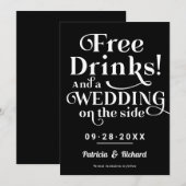 フリードリンク 面白い カジュアル ウェディング セーブ・ザ・デート 招待状 (正面/裏面)