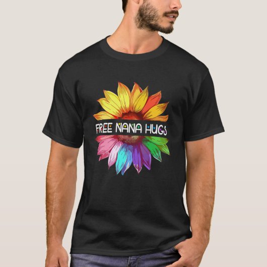 フリーナハグLGBTQ LGBTプライドデイジーレインボーフロー Tシャツ (正面)