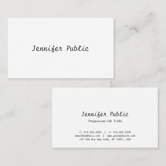 フリーハかわいらしンドスクリプトのミニマルモダントレンディー 名刺 (正面/裏面)