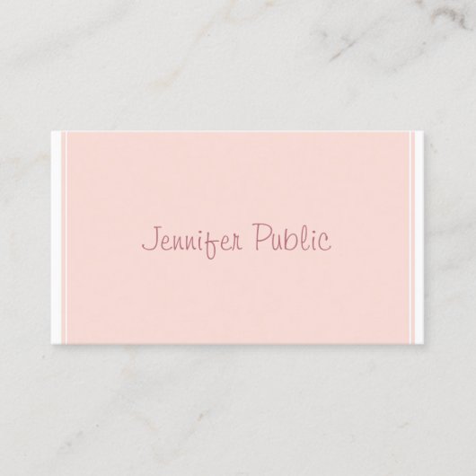 フリーハエレガントンドスクリプトお洒落デザインピンクプレーン 名刺 (正面)