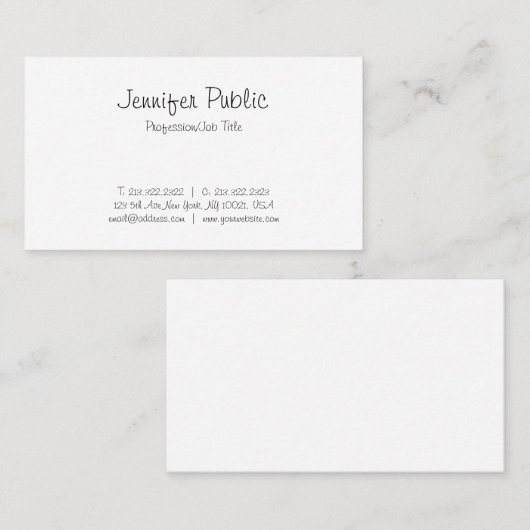 フリーハエレガントンドスクリプトシンプルトレンディープレーンモダン 名刺 (正面/裏面)