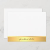 フリーハエレガントンドスクリプト文字金ゴールドホワイトテンプレート ノートカード (正面/裏面)
