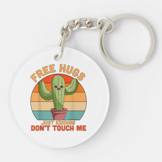 フリーハグだけで冗談ではないTouch私サボテンおもしろい キーホルダー (裏面)