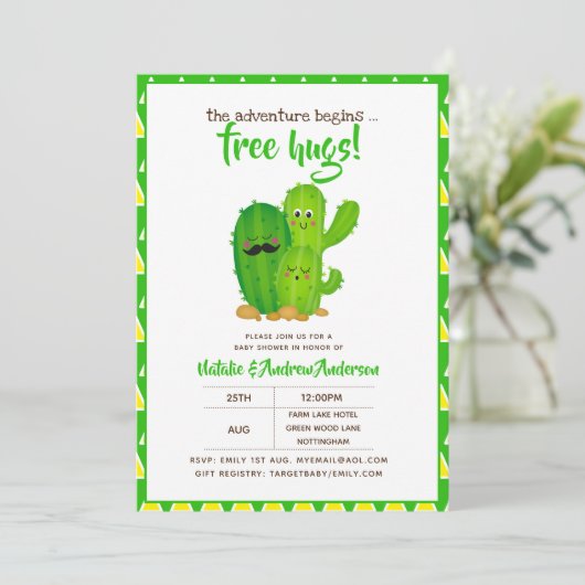 フリーハグスカッティファミリーモダンイエローグリーン 招待状 (スタンド正面)