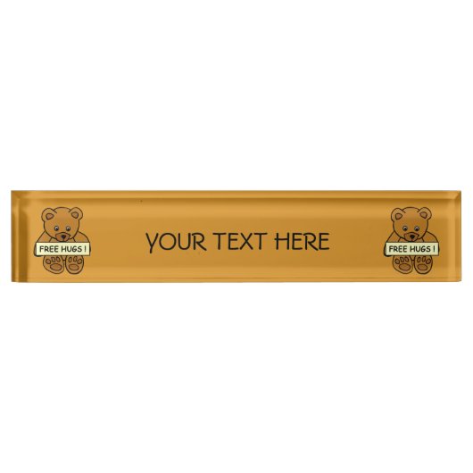 フリーハグズテディ名前をカスタムするプレート デスクネームプレート (正面)