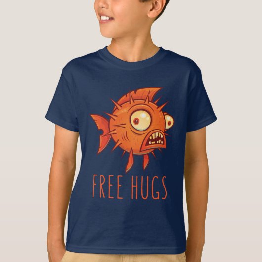 フリーハグ漫画のフグ Tシャツ (正面)