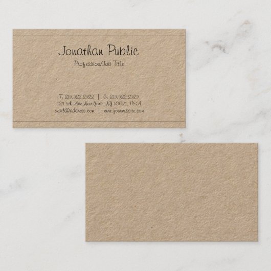 フリーハスタイリッシュンドスクリプトお洒落トレンディープレインラグジュアリー 名刺 (正面/裏面)