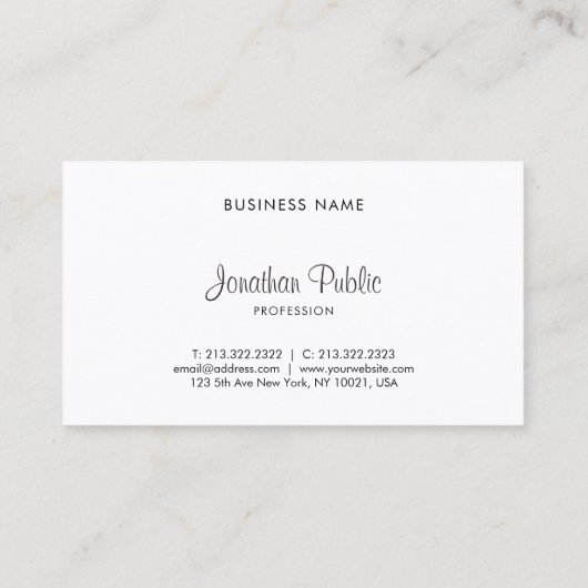 フリーハスタイリッシュンドスクリプトモダンエレガントデザイントップ 名刺 (裏面)