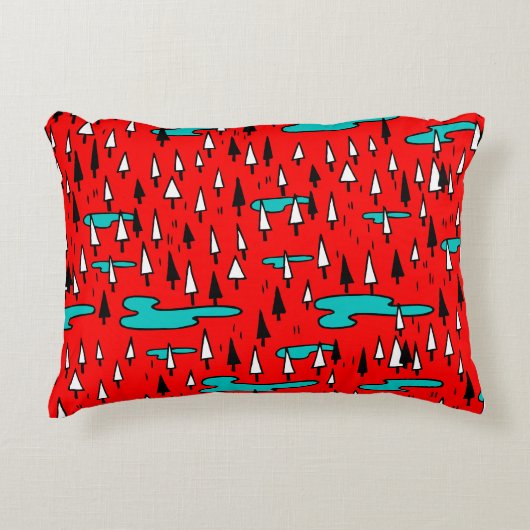 フリーハンドの木:スカンジナビアのクリスマスパターン。 アクセントクッション (正面)