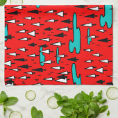 フリーハンドの木:スカンジナビアのクリスマスパターン。 キッチンタオル (折り畳み)