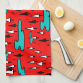 フリーハンドの木:スカンジナビアのクリスマスパターン。 キッチンタオル (四つ折り)