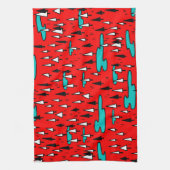 フリーハンドの木:スカンジナビアのクリスマスパターン。 キッチンタオル (縦)