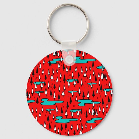 フリーハンドの木：スカンジナビアのクリスマスパターン。 キーホルダー (正面)