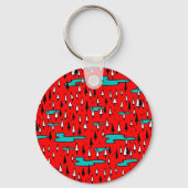 フリーハンドの木：スカンジナビアのクリスマスパターン。 キーホルダー (裏面)