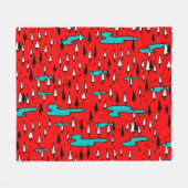 フリーハンドの木：スカンジナビアのクリスマスパターン。 フリースブランケット (正面(横))