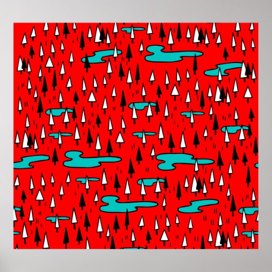 フリーハンドの木：スカンジナビアのクリスマスパターン。 ポスター (正面)