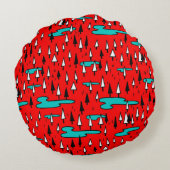 フリーハンドの木:スカンジナビアのクリスマスパターン。 ラウンドクッション (裏面)