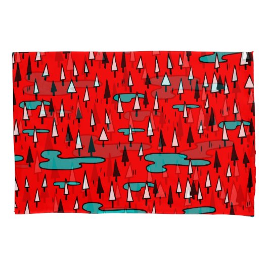 フリーハンドの木:スカンジナビアのクリスマスパターン。 枕カバー (正面)