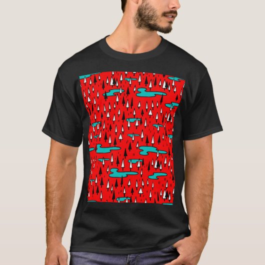 フリーハンドの木:スカンジナビアのクリスマスパターン。 Tシャツ (正面)