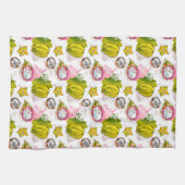 フリーハンドの織り目加工のフルーツパターン キッチンタオル (横)