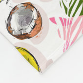 フリーハンドの織り目加工のフルーツパターン フリースブランケット (角)