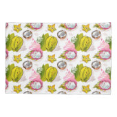 フリーハンドの織り目加工のフルーツパターン 枕カバー (裏面-左)