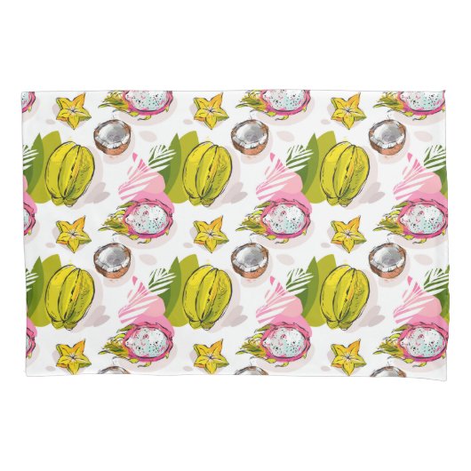 フリーハンドの織り目加工のフルーツパターン 枕カバー (正面左)