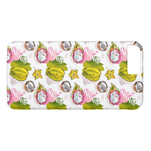 フリーハンドの織り目加工のフルーツパターン Case-Mate iPhoneケース (裏面(横))