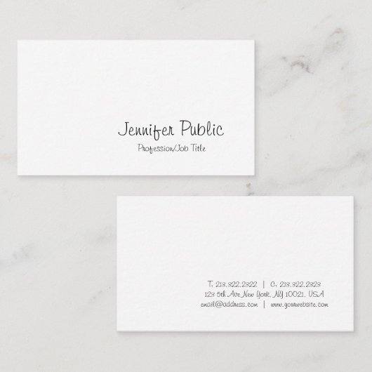 フリーハンドスクリプトクリエイティブミニマルトレンディープレーン 名刺 (正面/裏面)