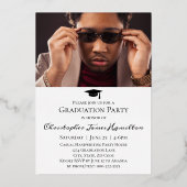 フリーハンドスクリプトフロント/バックフォト卒業 箔招待状 (裏面)