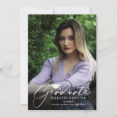 フリーハンドスクリプトフロント/バックフォト卒業Invita 招待状 (正面)