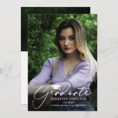 フリーハンドスクリプトフロント/バックフォト卒業Invita 招待状 (正面/裏面)