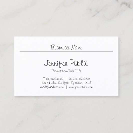 フリーハンドスクリプミニマルトシックモダンプレーントップ 名刺 (正面)