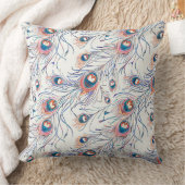 フリーハンドスケッチとピーコックの水色鉛筆 クッション (ブランケット)