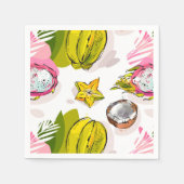 フリーハンドテクスチャフルーツパターン スタンダードカクテルナプキン (正面)