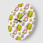 フリーハンドテクスチャフルーツパターン ラージ壁時計 (傾斜)