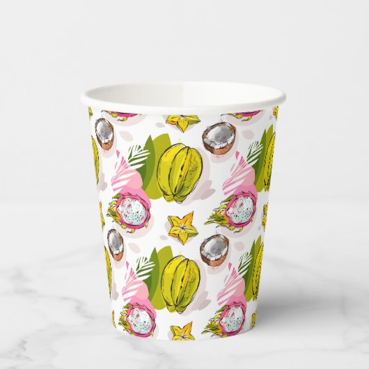 フリーハンドテクスチャフルーツパターン 紙コップ (左)