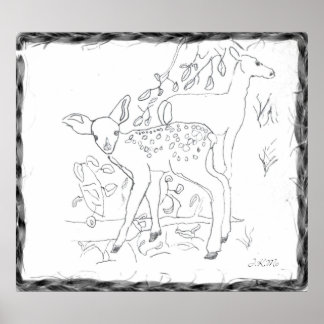 フリーハンドペンシルのスケッチ壁のデコ ポスター