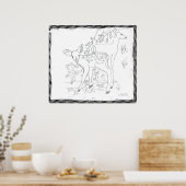 フリーハンドペンシルのスケッチ壁のデコ ポスター (キッチン)