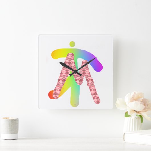 フリーハンドモノグラムイニシャルM スクエア壁時計 (ホーム)