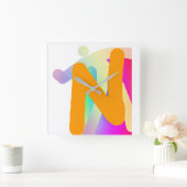 フリーハンドモノグラムイニシャルN スクエア壁時計 (ホーム)