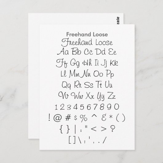 フリーハンドルーズ – Zazzleフォントサンプラーシート ポストカード (正面/裏面)