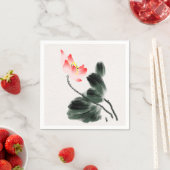 フリーハンド水彩蓮絵画花 スタンダードカクテルナプキン (インサイチュ)